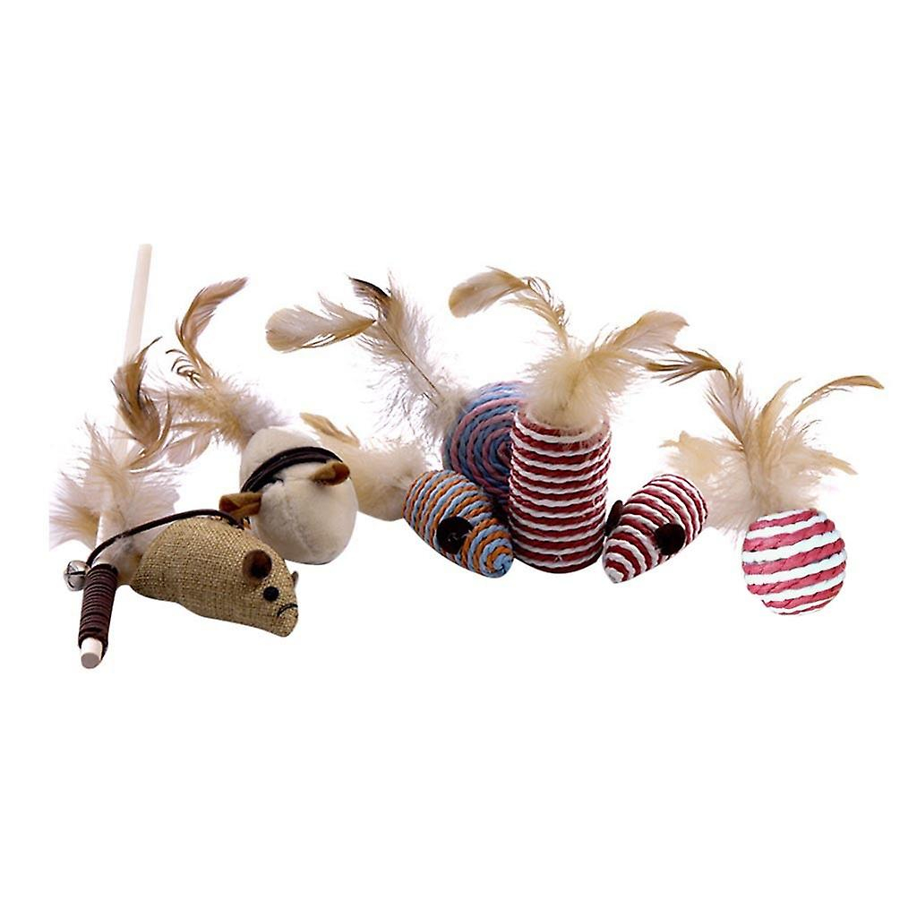 Juego De Juguetes Para Gatos Huoguo, 7 Piezas, Con Forma De Pez Pequeño, Caña De Madera Y Ratón - Venta Internacional.