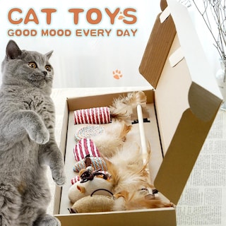 Foto 1 | Juego De Juguetes Para Gatos Huoguo, 7 Piezas, Con Forma De Pez Pequeño, Caña De Madera Y Ratón - Venta Internacional.