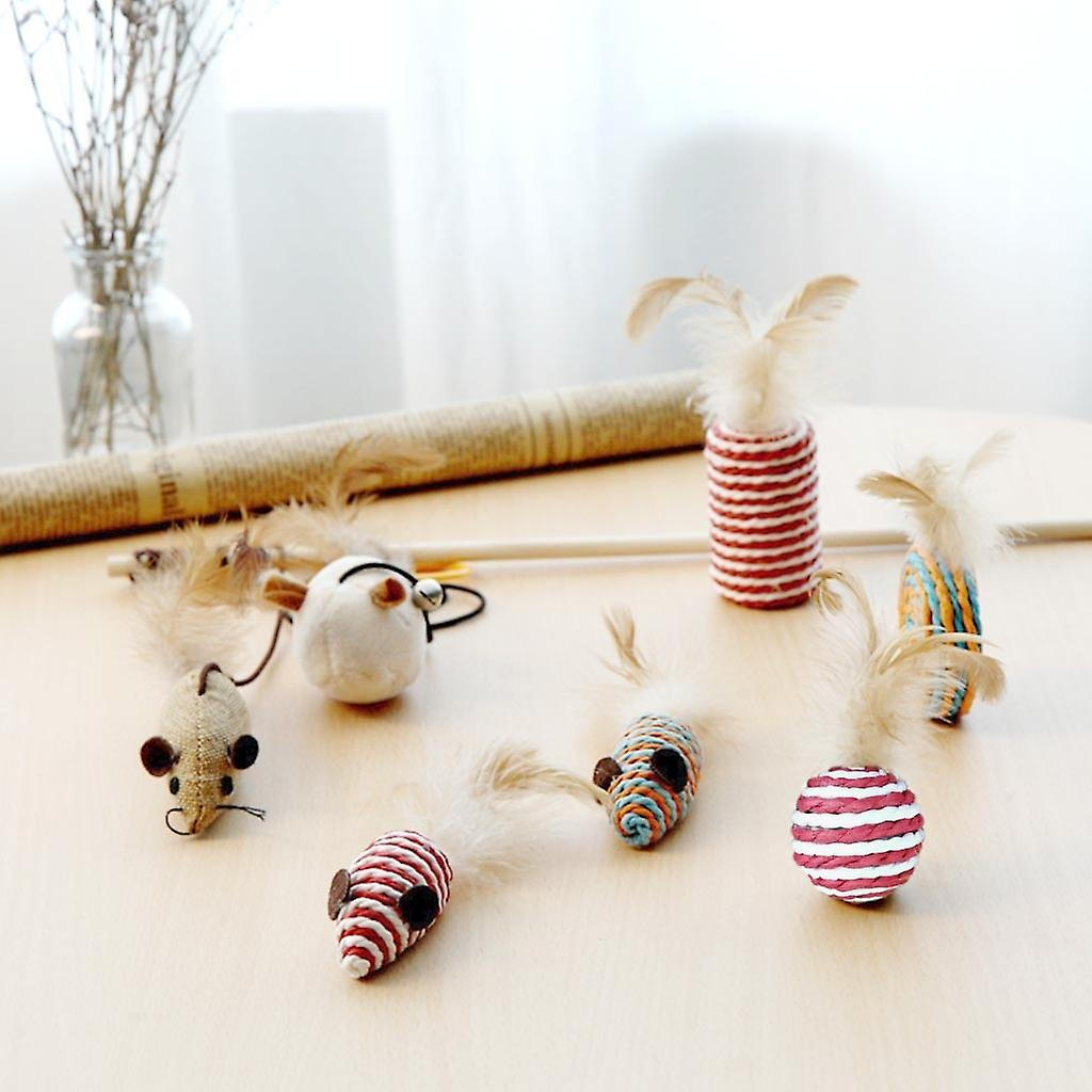 Foto 5 pulgar | Juego De Juguetes Para Gatos Huoguo, 7 Piezas, Con Forma De Pez Pequeño, Caña De Madera Y Ratón - Venta Internacional.