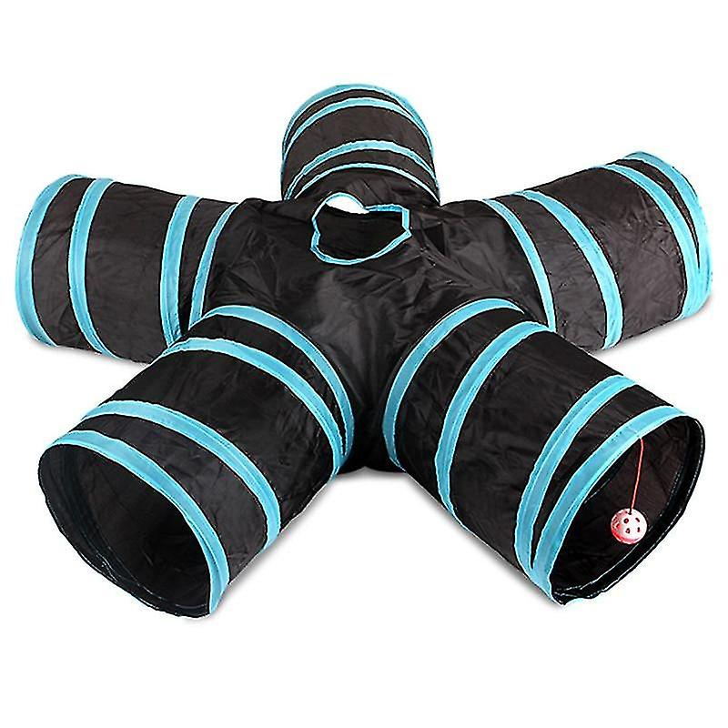 Foto 4 pulgar | Cat Tunnel Huoguo, 5 Agujeros, Plegable, Poliéster, Azul - Venta Internacional.