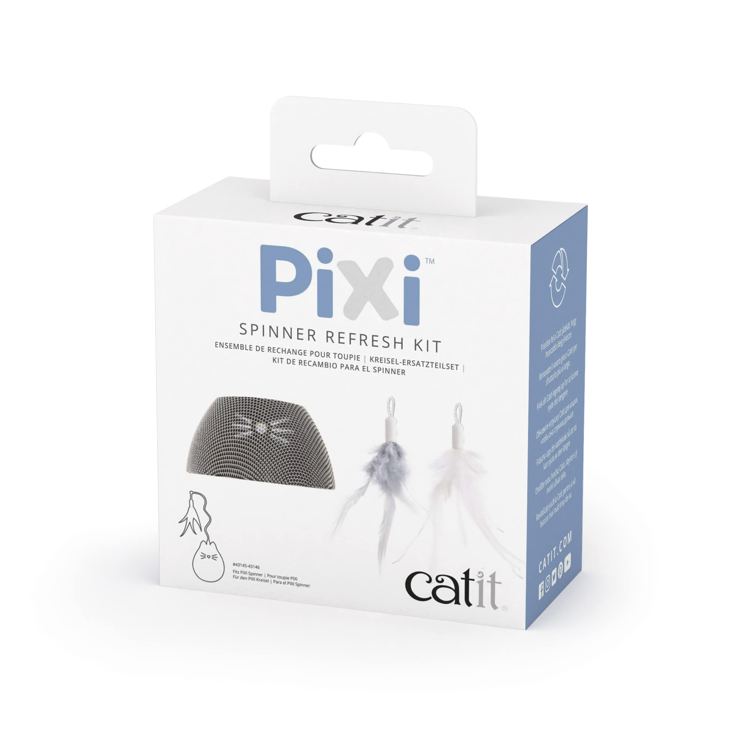 Catit Pixi Spinner Refresh Kit Con 1 Funda Plateada Y 2 Plumas - Venta Internacional.