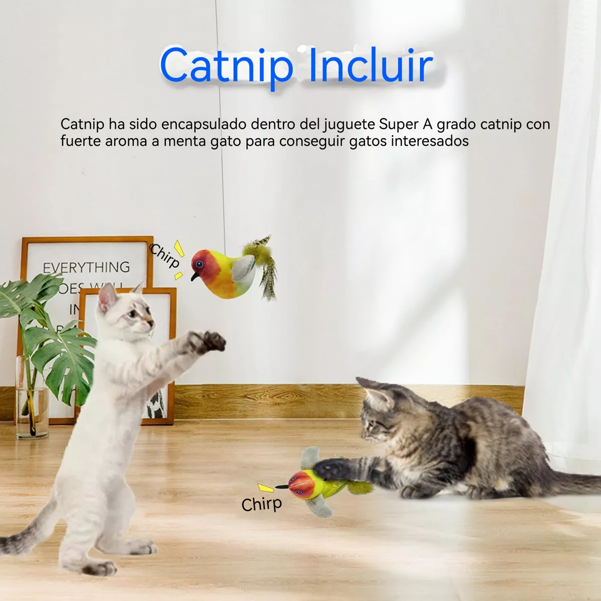 Foto 4 pulgar | Juguete Para Gato, Un Pájaro Que Baila Y Pía Eo Safe Imports Esi-17292 Multicolor
