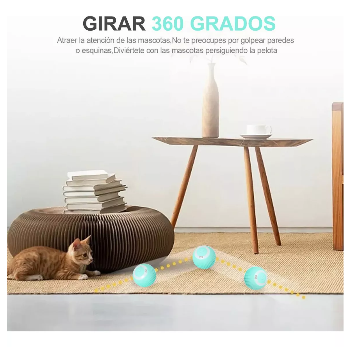 Foto 4 pulgar | Set Pelota De Juguetes Gato Perro Interactiva 2pcs Eo Safe Imports Esi-8829 Multicolor