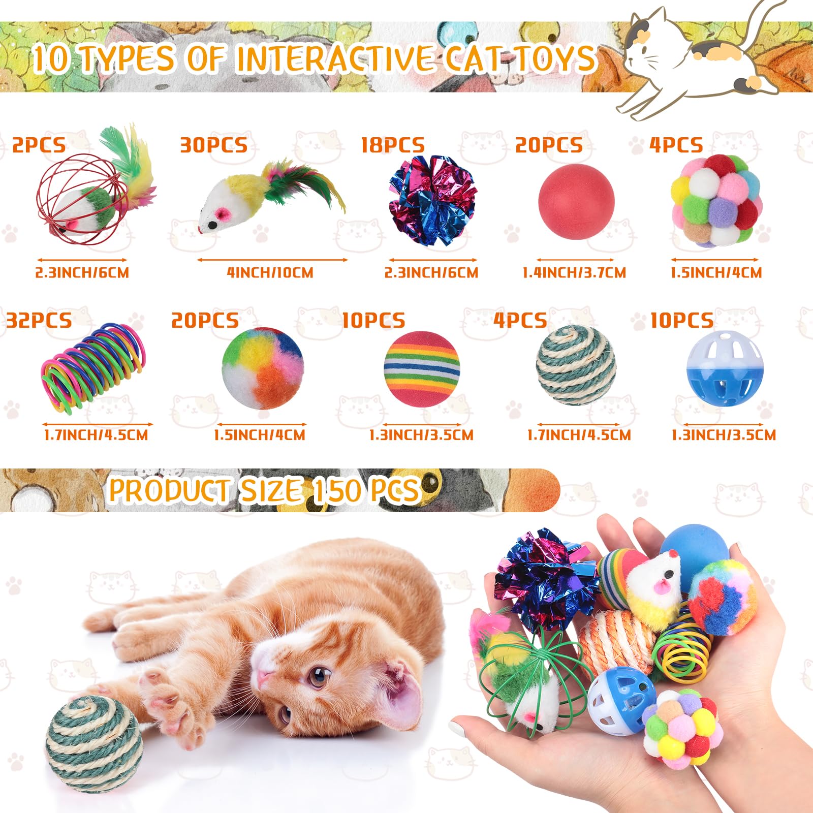 Foto 3 pulgar | Cat Toys Sappy, Paquete De 150 Unidades Para Gatitos A Granel Con Juguetes Variados - Venta Internacional.