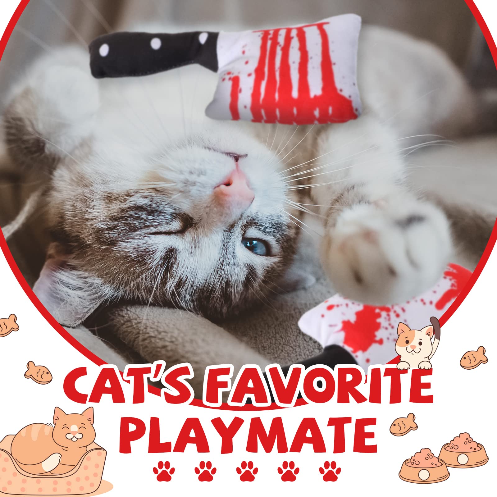 Foto 4 pulgar | Cuchillo Para Halloween Cat Chew Toys Honoson Con Hierba Gatera, 8 Unidades - Venta Internacional.
