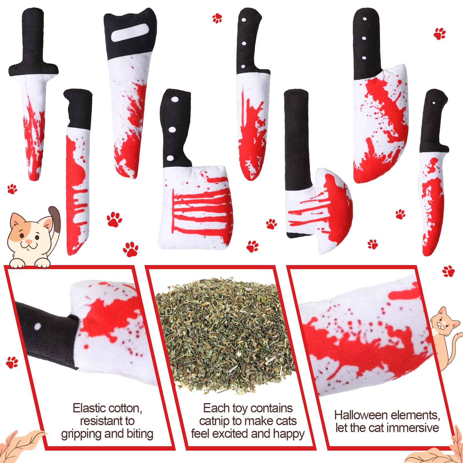 Foto 6 pulgar | Cuchillo Para Halloween Cat Chew Toys Honoson Con Hierba Gatera, 8 Unidades - Venta Internacional.