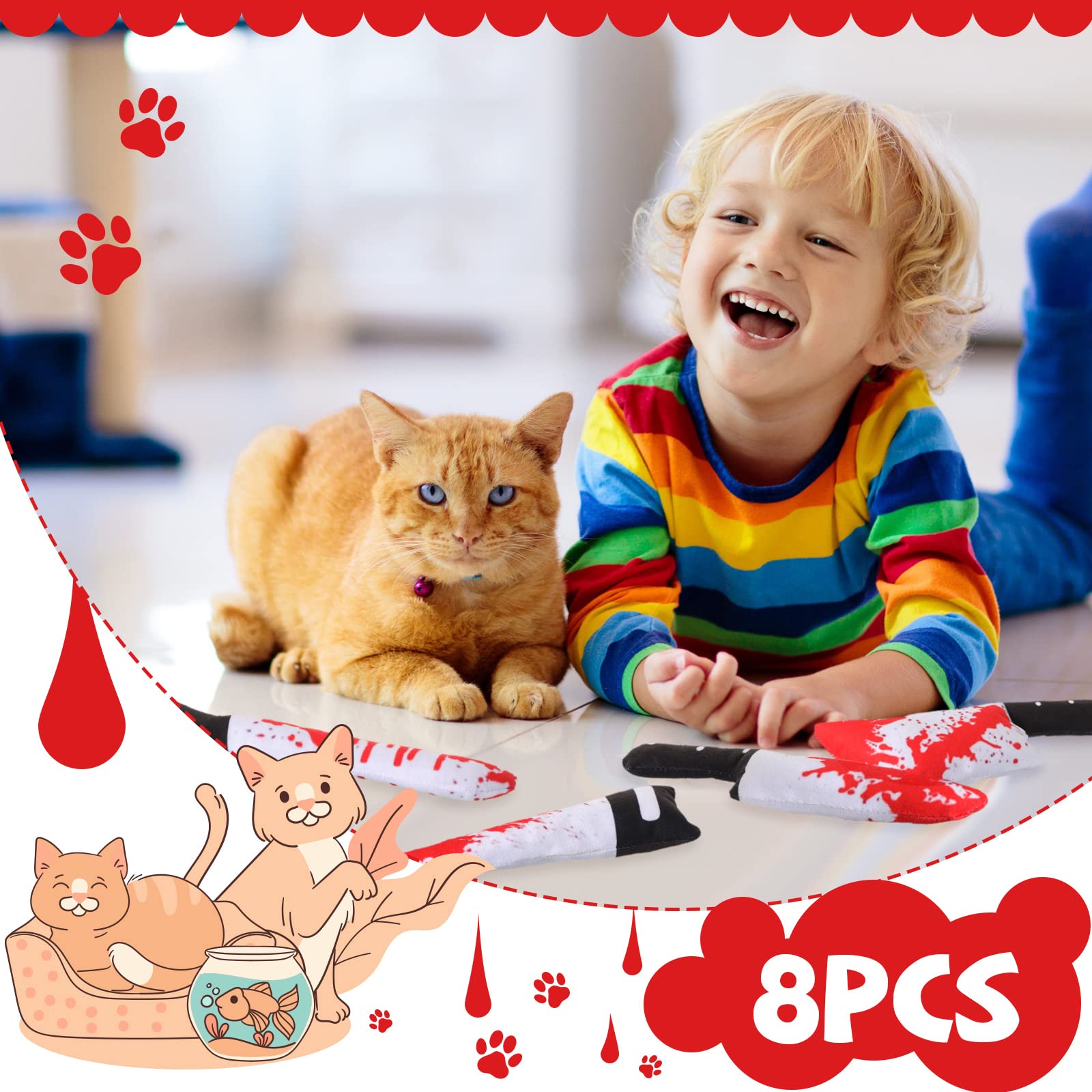 Foto 7 pulgar | Cuchillo Para Halloween Cat Chew Toys Honoson Con Hierba Gatera, 8 Unidades - Venta Internacional.