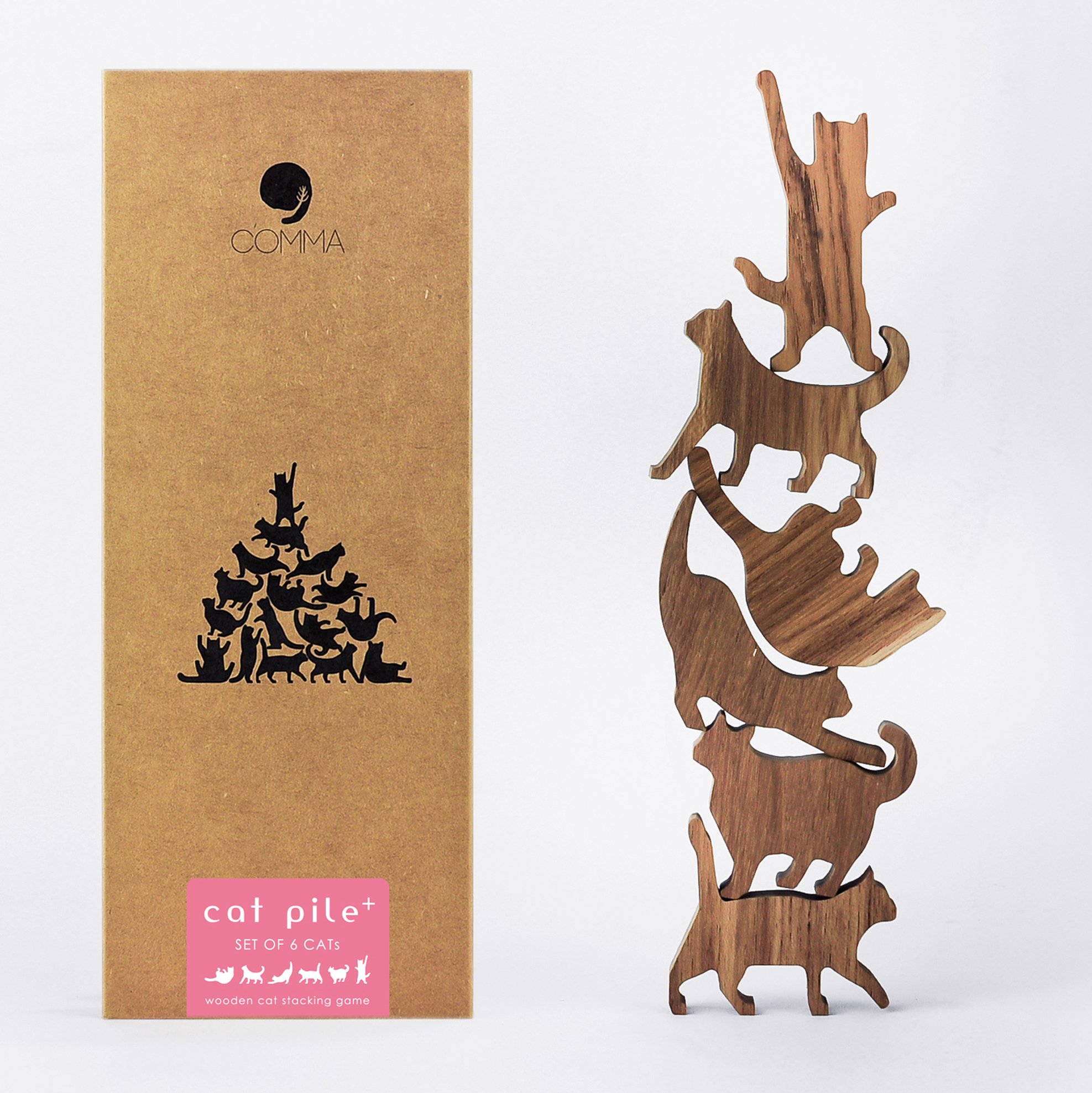 Foto 1 | Juego De Pilas De Madera Para Gatos Comma Jumbo #1 Con Etiqueta Rosa Para 6 Gatitos - Venta Internacional.