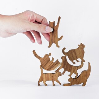 Foto 2 | Juego De Pilas De Madera Para Gatos Comma Jumbo #1 Con Etiqueta Rosa Para 6 Gatitos - Venta Internacional.
