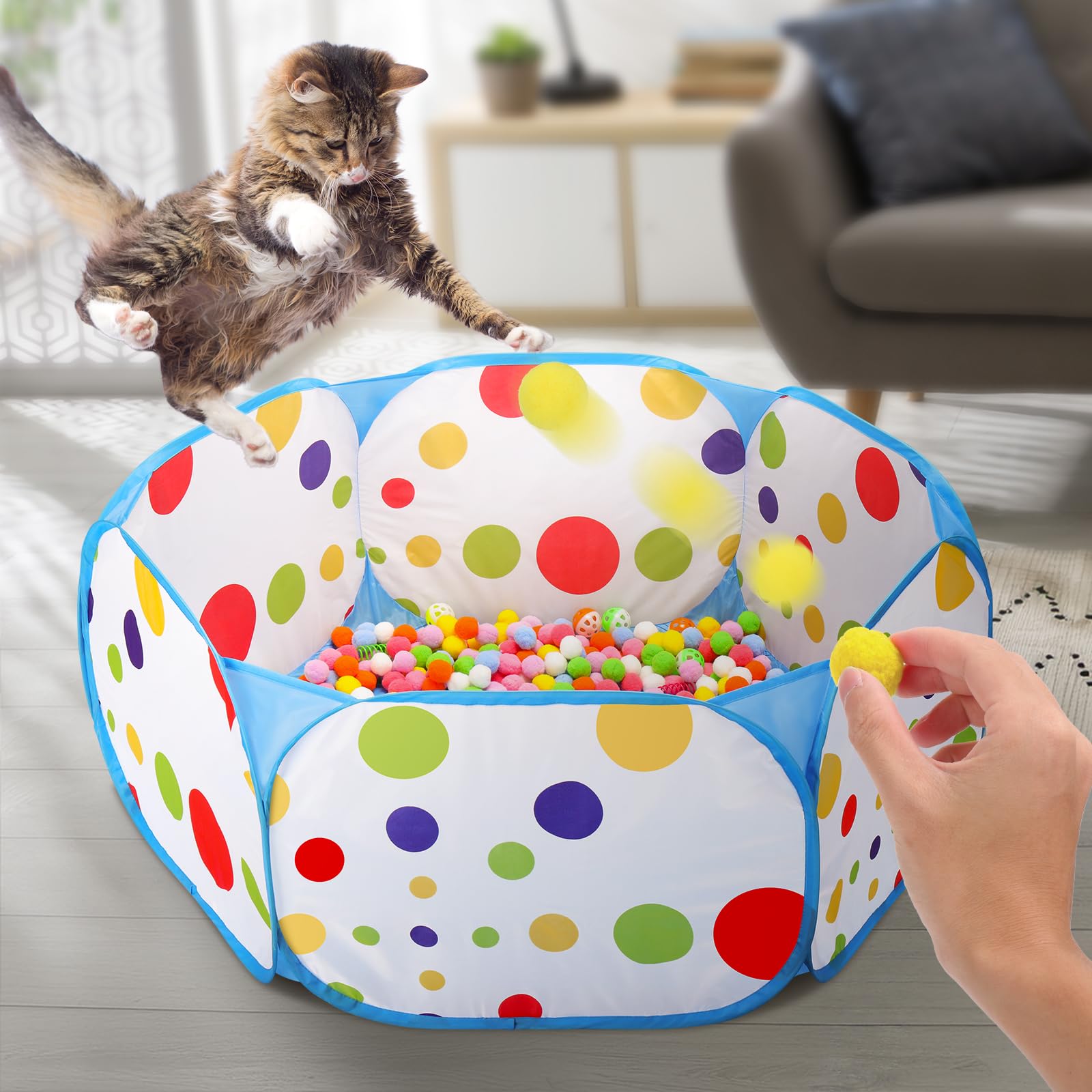 Foto 3 | Piscina De Bolas Palksky Con 210 Pelotas De Juguete Y 4 Juguetes De Primavera, Juguetes Interactivos - Venta Internac