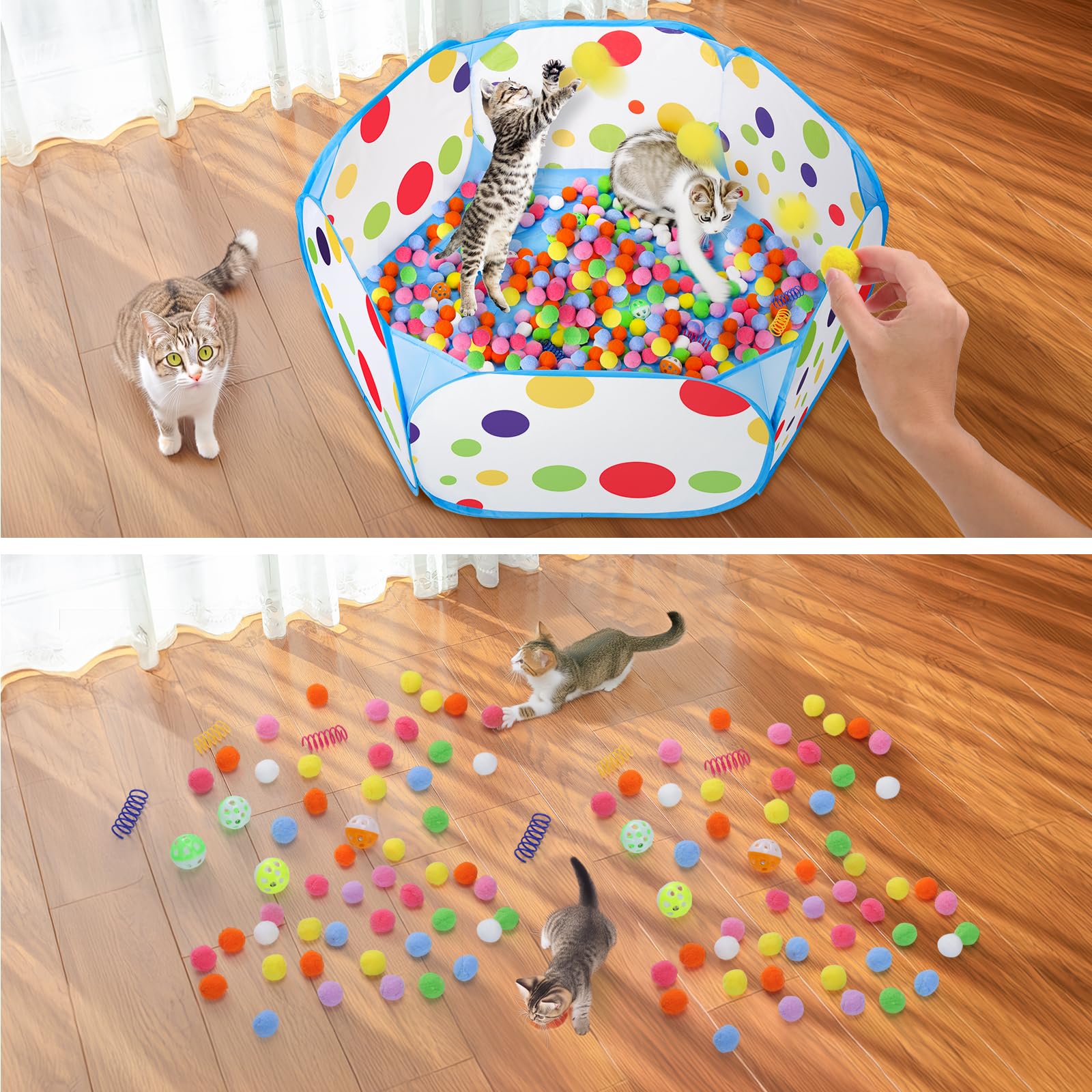 Foto 7 pulgar | Piscina De Bolas Palksky Con 210 Pelotas De Juguete Y 4 Juguetes De Primavera, Juguetes Interactivos - Venta Internac