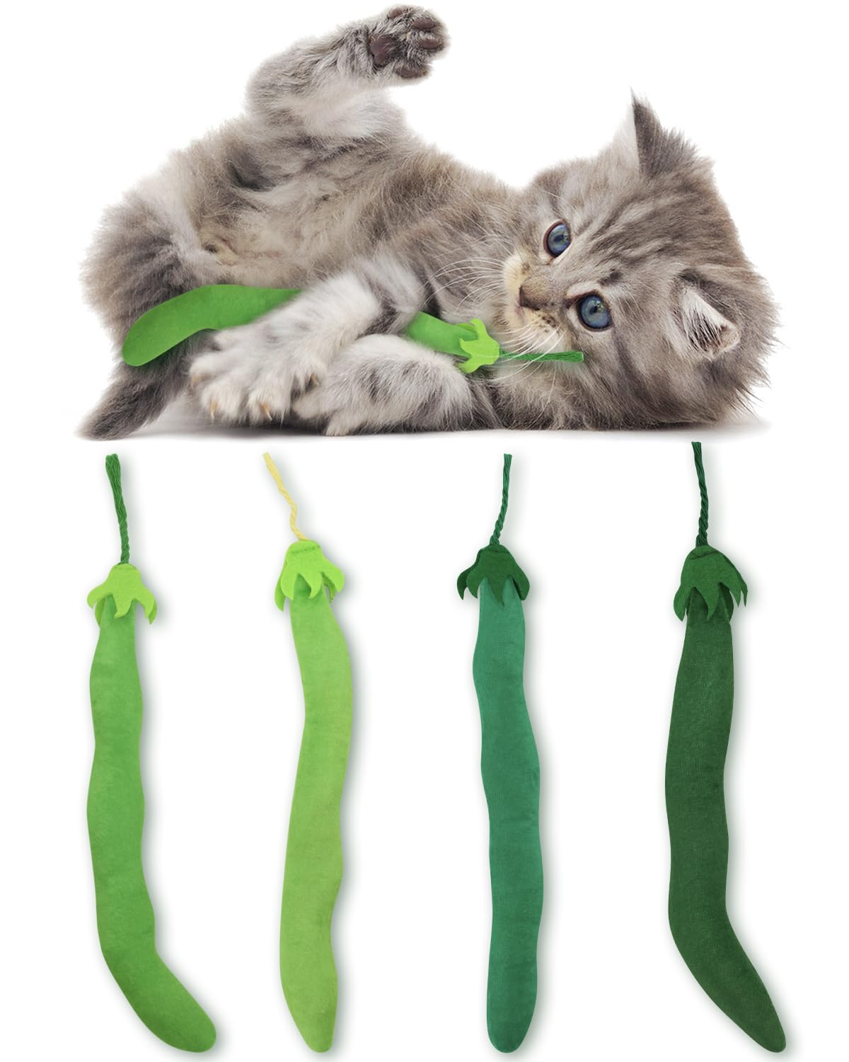 Foto 2 pulgar | Juguete De Hierba Gatera Ciyvolyeen Green Bean Para Gato Y Gatito, 4 Unidades - Venta Internacional.