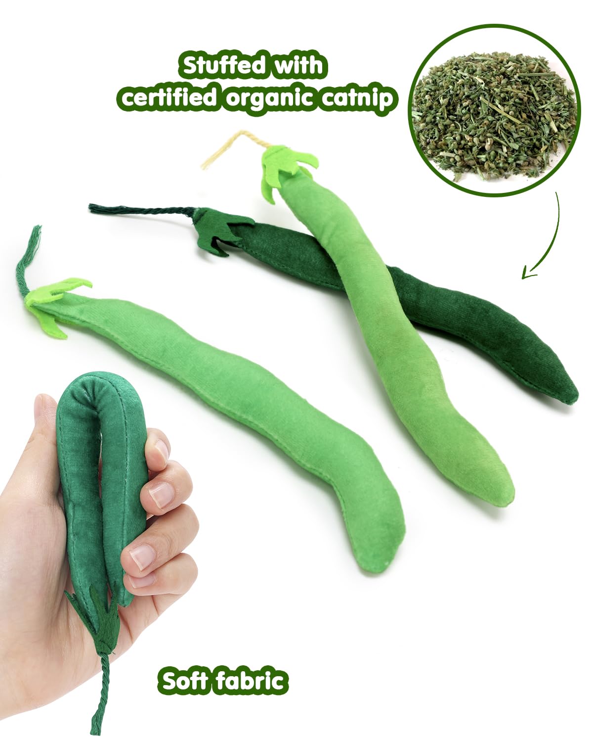 Foto 5 pulgar | Juguete De Hierba Gatera Ciyvolyeen Green Bean Para Gato Y Gatito, 4 Unidades - Venta Internacional.