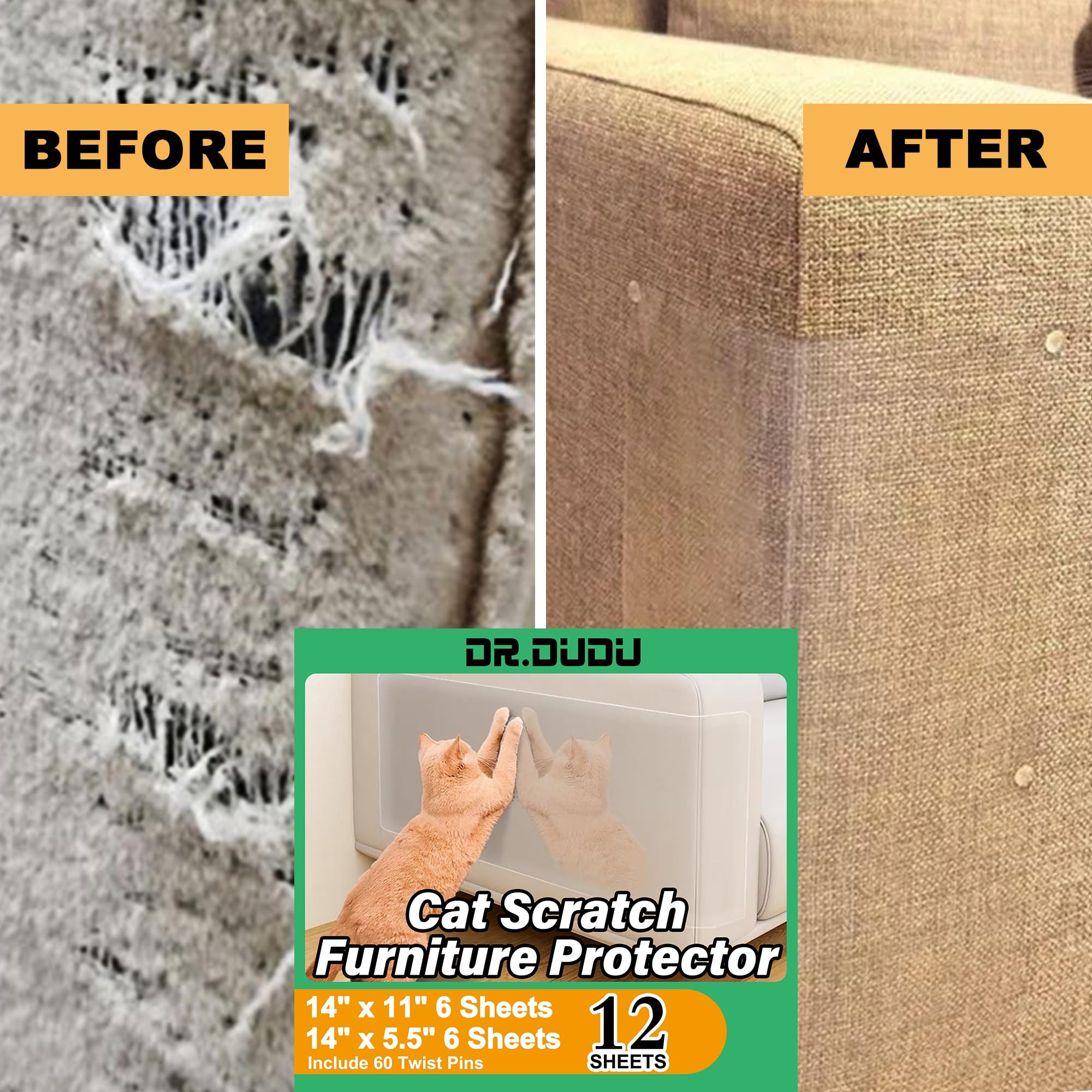 Foto 5 | Protector De Muebles Cat Scratch Dr.dudu Transparente (paquete De 12) - Venta Internacional.