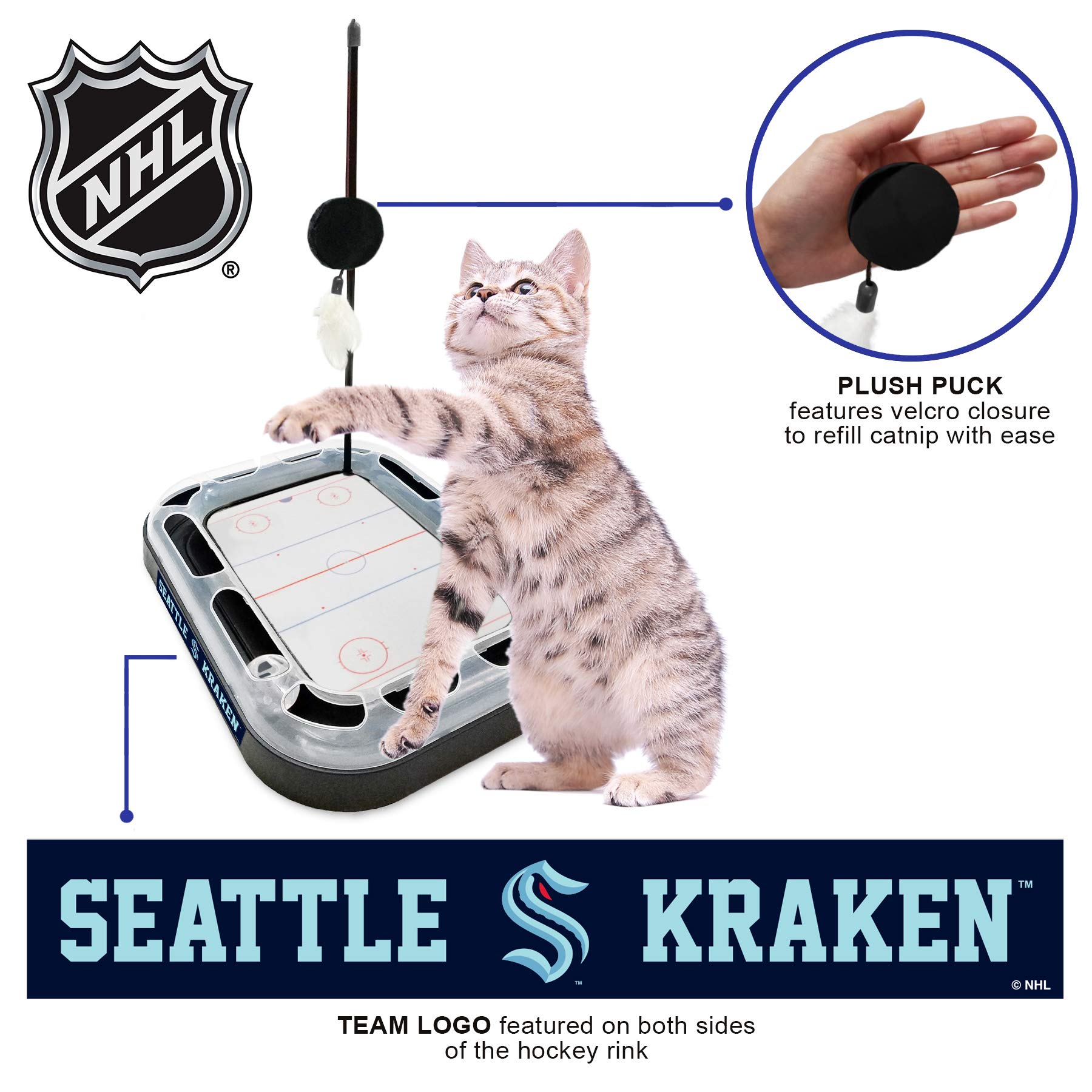 Foto 3 pulgar | Juguete Para Rascar Gatos Pets First Nhl Seattle Kraken Hockey - Venta Internacional.