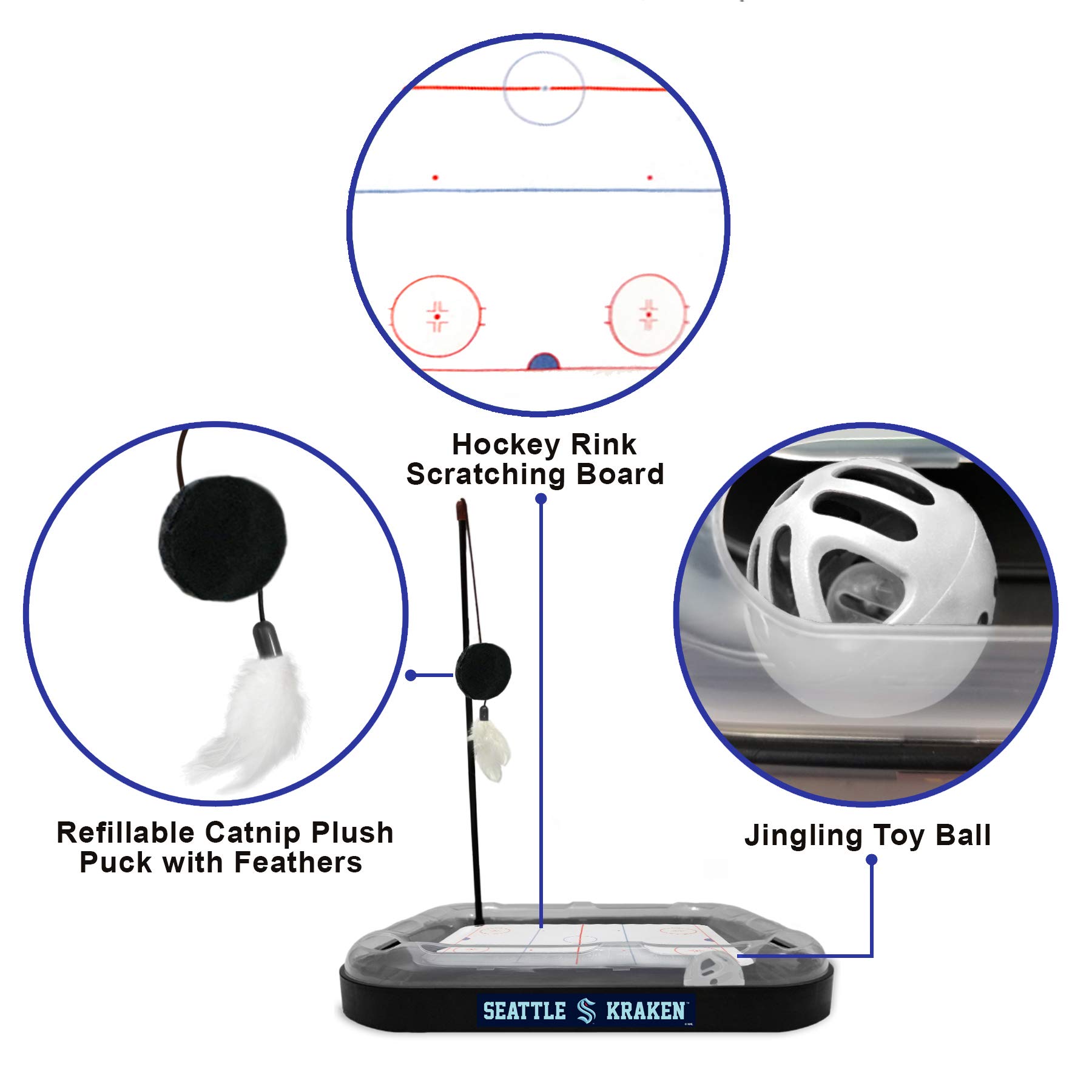 Foto 6 pulgar | Juguete Para Rascar Gatos Pets First Nhl Seattle Kraken Hockey - Venta Internacional.