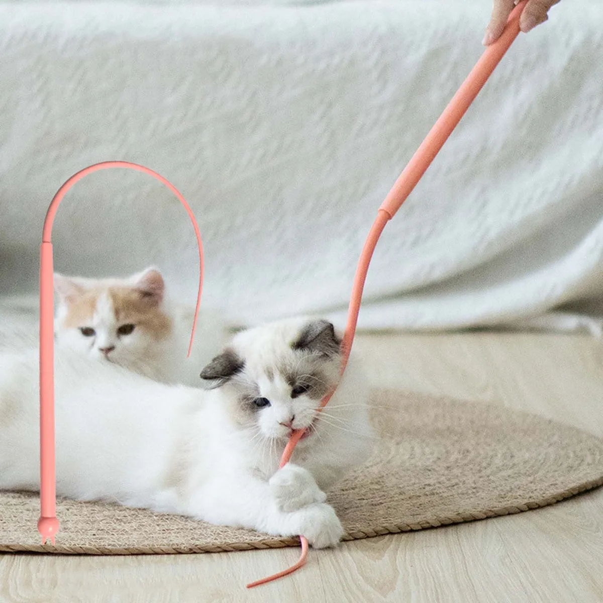 Foto 5 | 2pz Juguete Interactivo Lab.g Para Gatos Cola De Rata De Silicona Rosa