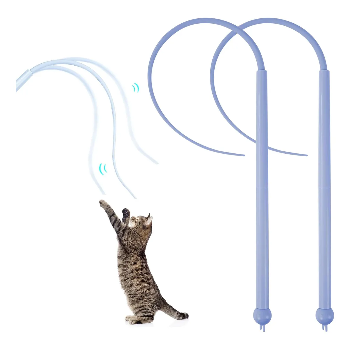 Foto 3 pulgar | 2pz Juguete Interactivo Para Gatos Belug Cola De Rata De Silicona Azul