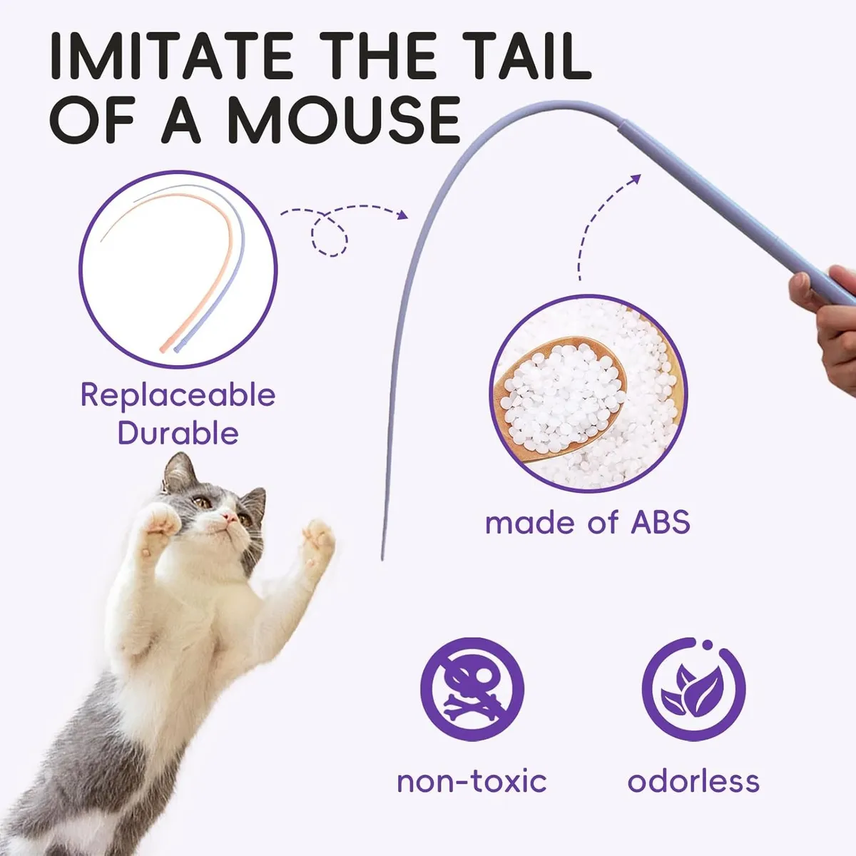 Foto 5 pulgar | 2pz Juguete Interactivo Para Gatos Belug Cola De Rata De Silicona Azul