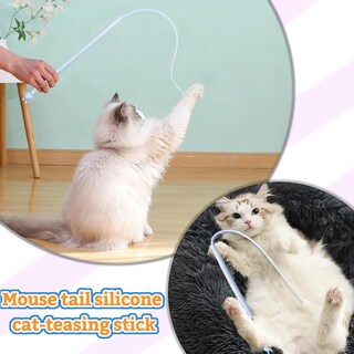 Foto 5 | 2pz Juguete Interactivo Para Gatos Belug Cola De Rata De Silicona Azul
