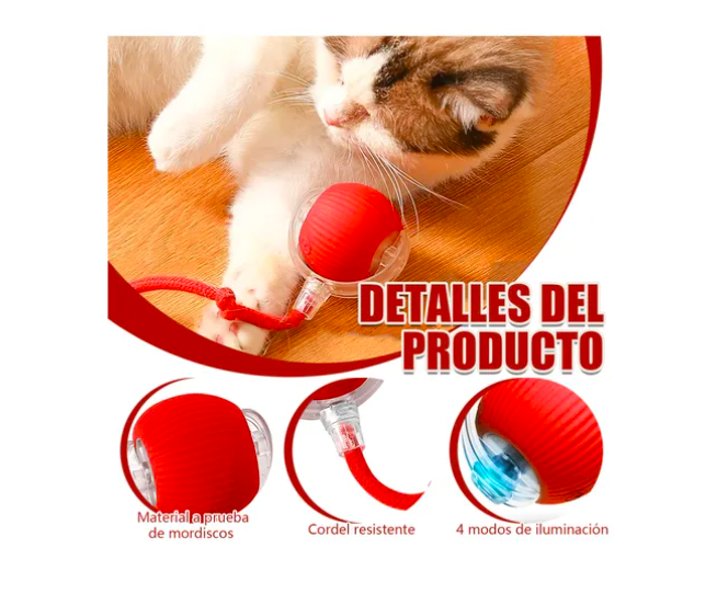 Foto 4 pulgar | Juguetes Para Gato Eléctrico Pelota Interactiva De 360°