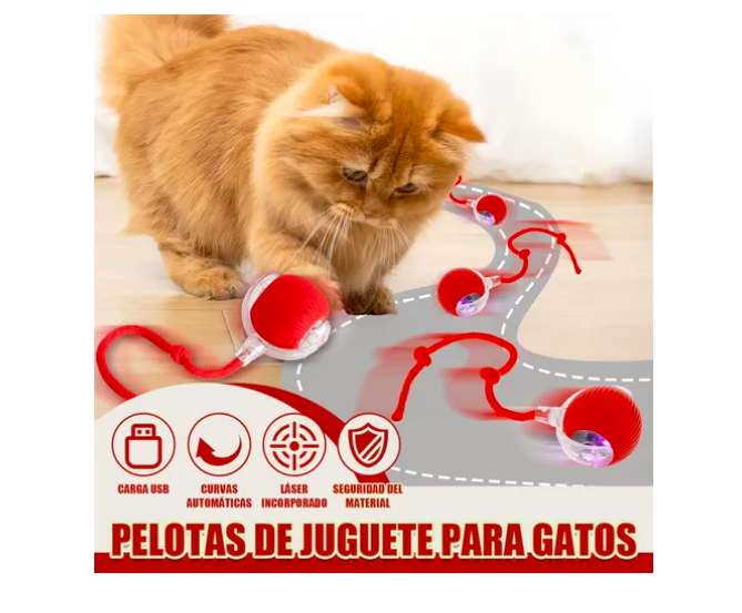 Foto 5 pulgar | Juguetes Para Gato Eléctrico Pelota Interactiva De 360°