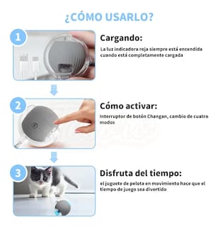 Foto 3 | 360° Pelota Interactiva Juguetes Eléctrica Para Perro Gato Gris