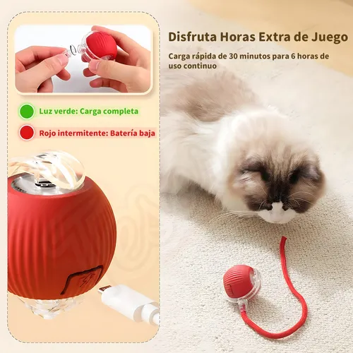 Foto 6 pulgar | 360° Pelota Interactiva Juguetes Eléctrica Para Perro Gato Gris