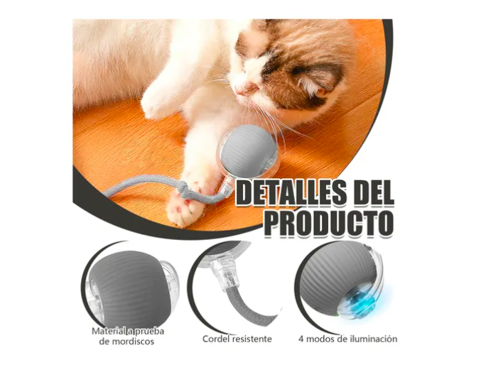 Foto 4 pulgar | Juguetes Para Gato Eléctrico Pelota Interactiva De 360°