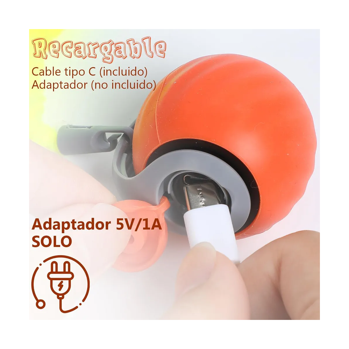 Foto 3 pulgar | Juguete Eléctrico Para Gatos Usb Pelota Inteligente Carga Eo Safe Imports  Esi-20228 Naranja