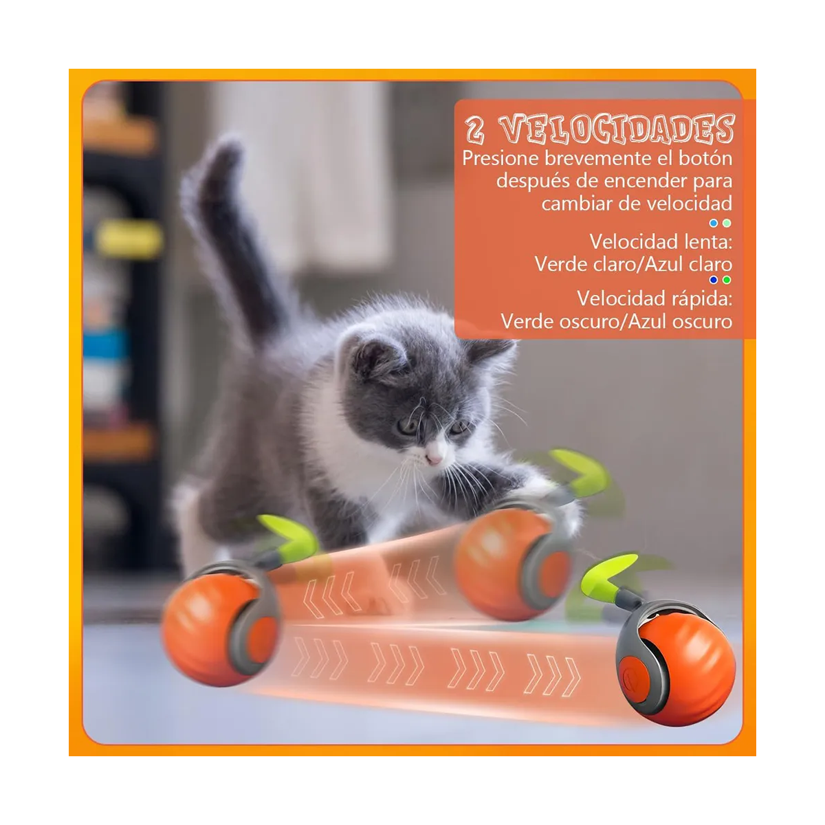 Foto 4 pulgar | Juguete Eléctrico Para Gatos Usb Pelota Inteligente Carga Eo Safe Imports  Esi-20228 Naranja