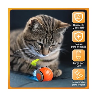 Foto 4 | Juguete Eléctrico Para Gatos Usb Pelota Inteligente Carga Eo Safe Imports Esi-20228 Naranja