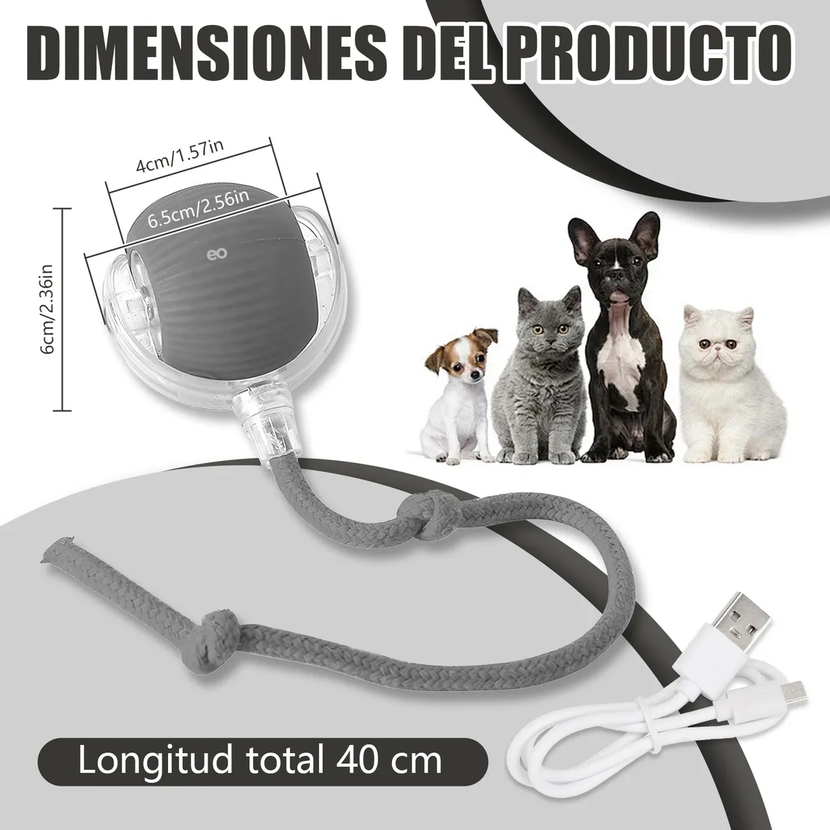 Foto 3 pulgar | Juguete Para Gato Eléctrico Pelota Interactiva De 360 Eo Safe Imports Esi-20226 Gris