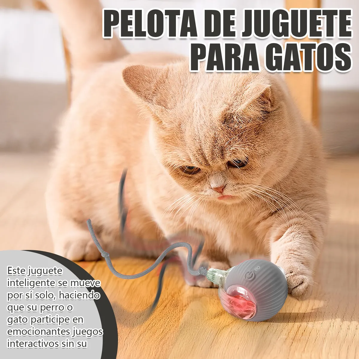 Foto 4 pulgar | Juguete Para Gato Eléctrico Pelota Interactiva De 360 Eo Safe Imports Esi-20226 Gris