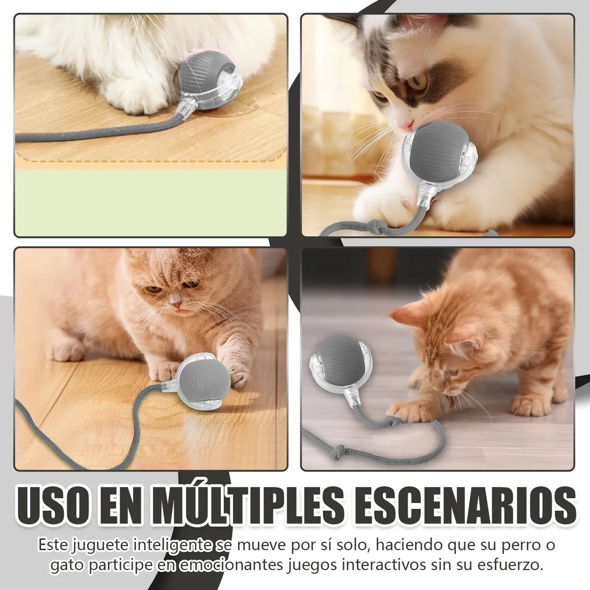 Foto 5 pulgar | Juguete Para Gato Eléctrico Pelota Interactiva De 360 Eo Safe Imports Esi-20226 Gris