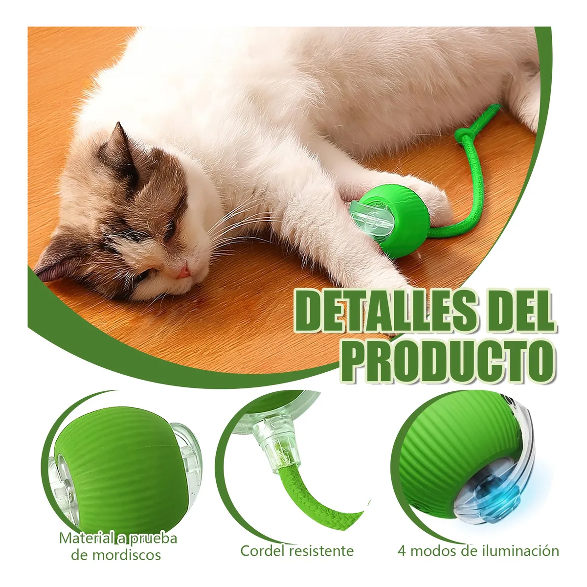Foto 3 | Juguetes Para Gato Eléctrico Pelota Interactiva De 360 Eo Safe Imports Esi-20227 Verde