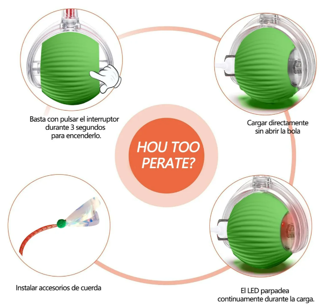 Foto 4 pulgar | Juguete Interactivo Xtellar Para Perros Y Gatos  Pelota Autogiratoria Recargable 360°