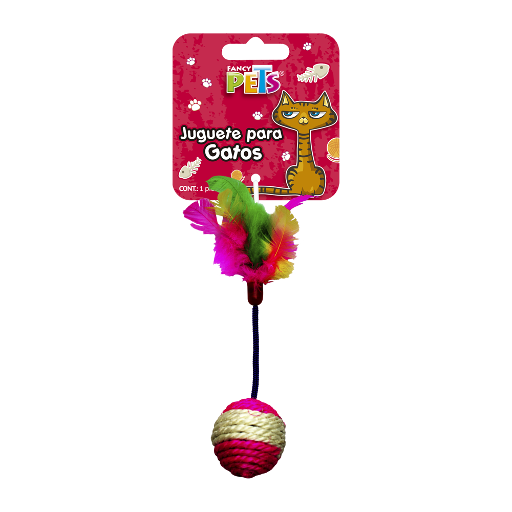 Foto 2 pulgar | Fancy Pets Juguete De Pelota Con Plumas Para Gato varicolor