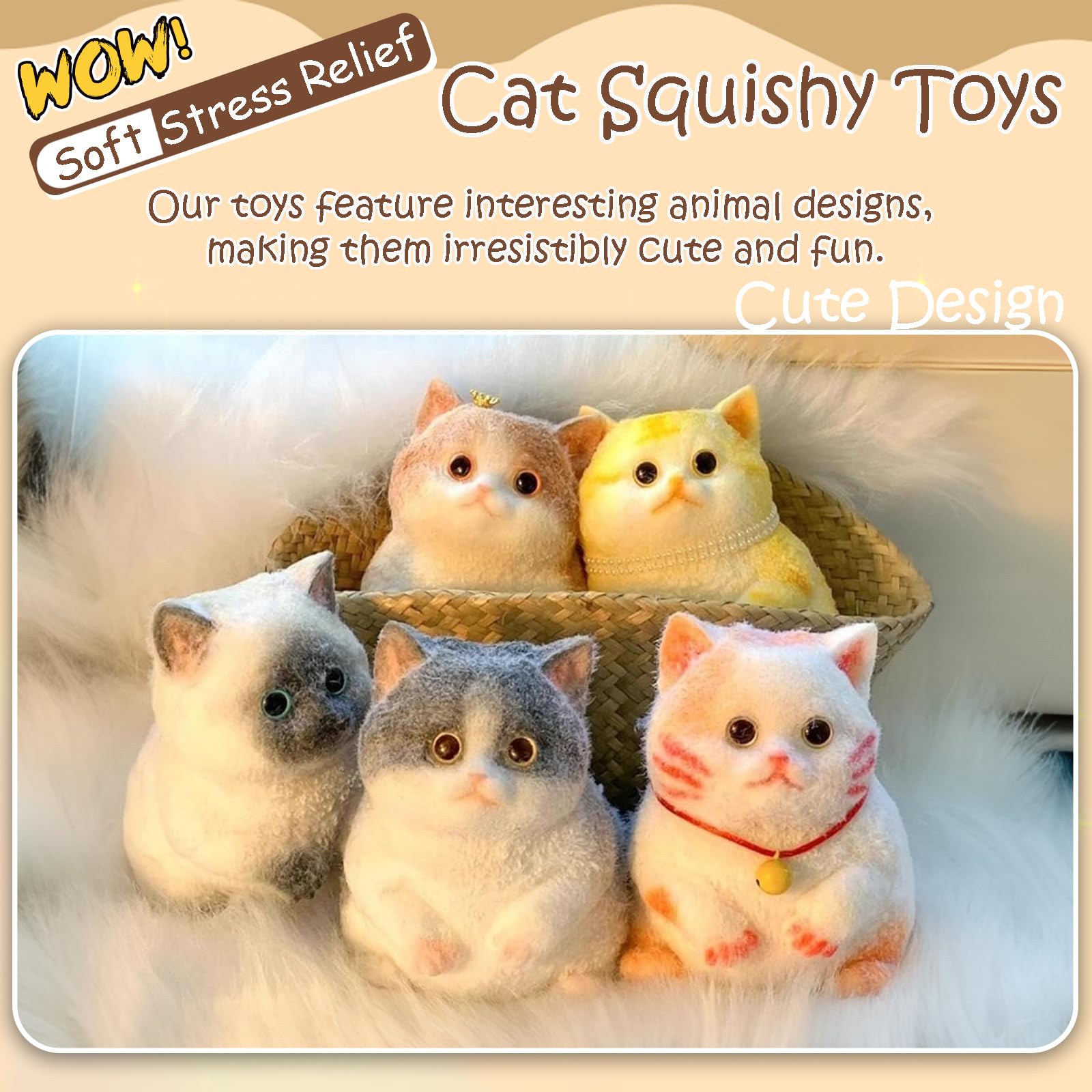 Foto 2 | Juguete Para Gatos Squishy Squeeze Yjppdd  Siamés  Con Superficie Flocada - Venta Internacional.