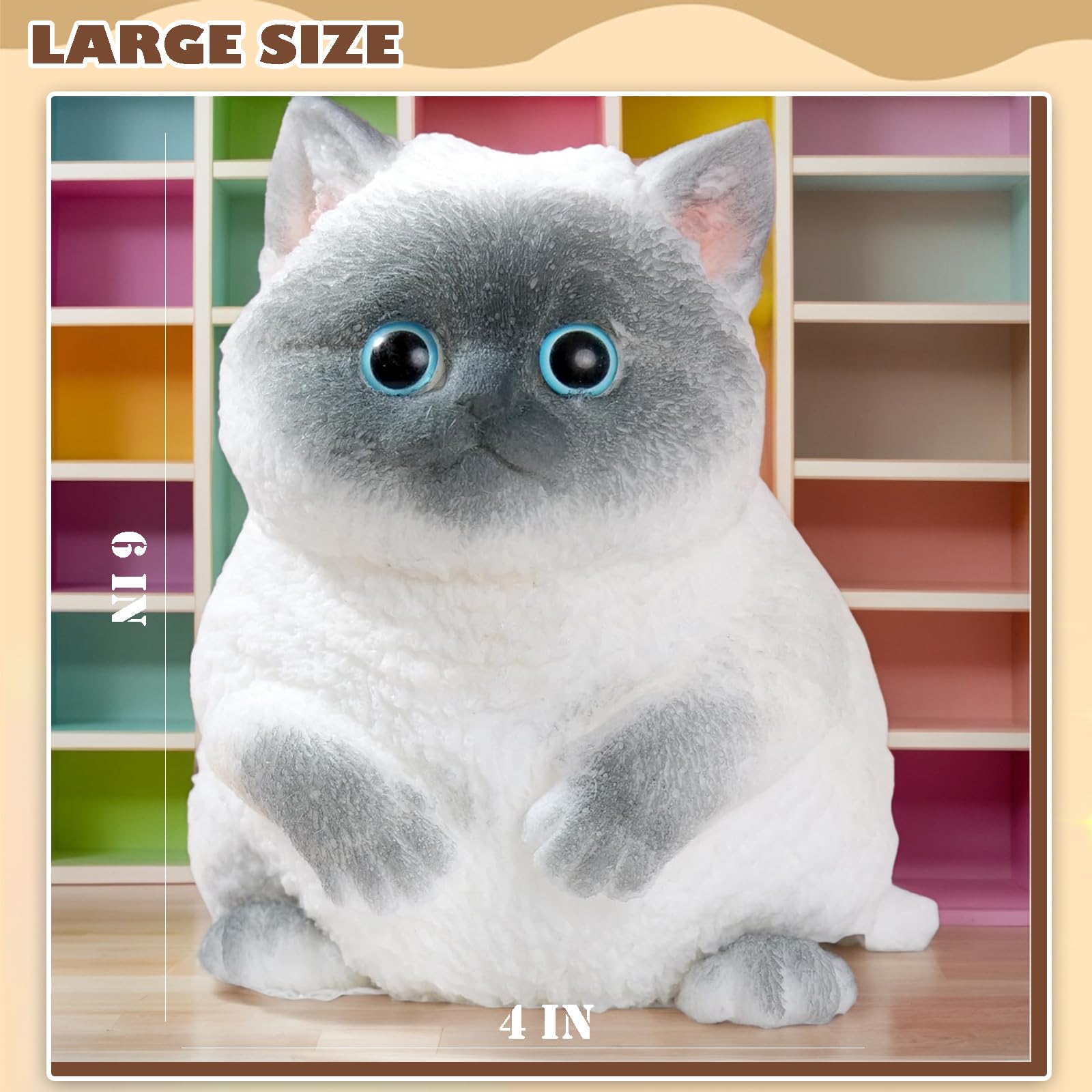 Foto 4 | Juguete Para Gatos Squishy Squeeze Yjppdd  Siamés  Con Superficie Flocada - Venta Internacional.