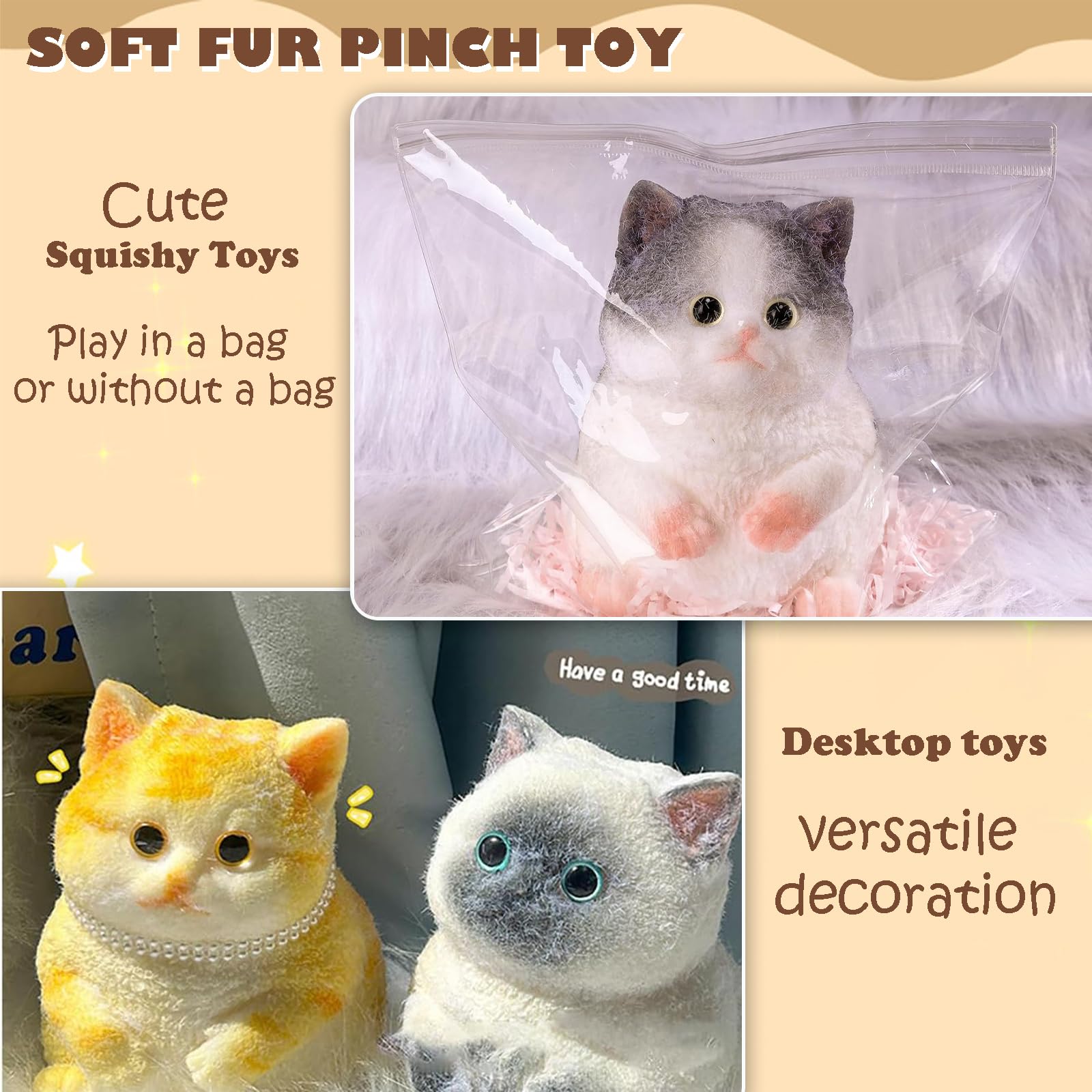 Foto 6 | Juguete Para Gatos Squishy Squeeze Yjppdd  Siamés  Con Superficie Flocada - Venta Internacional.