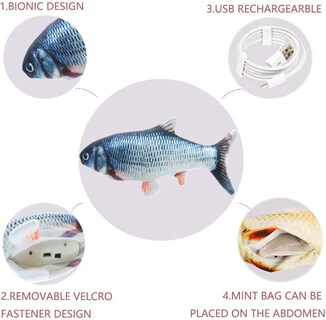 Foto 3 | Juguete Para Gatos Huoguo Flopping Fish Moving Cat Kicker Con Hierba Gatera - Venta Internacional.
