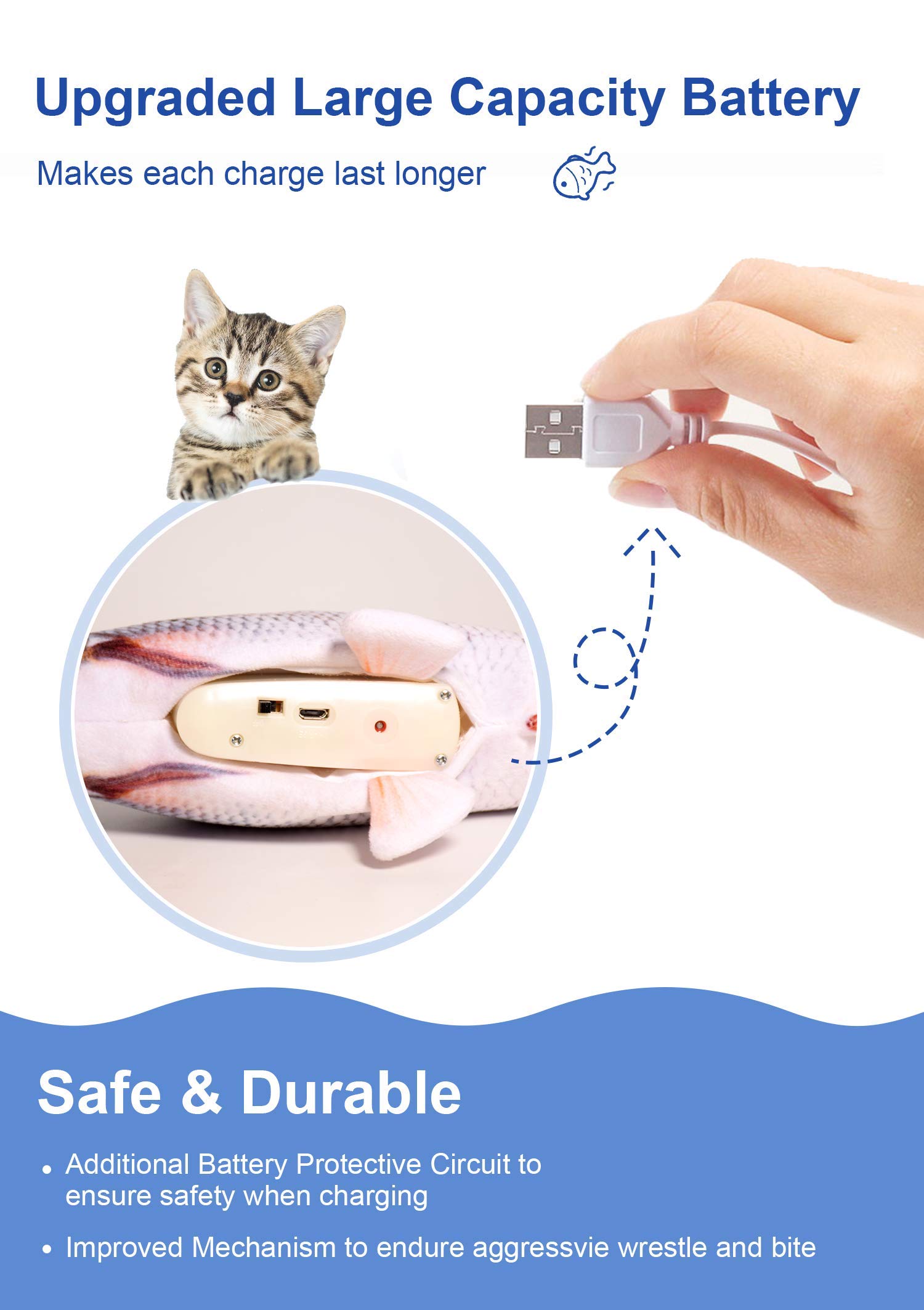 Foto 5 | Juguete Para Gatos Leven Flopping Cat Kicker Fish Con Hierba Gatera Para Perros Pequeños - Venta Internacional.