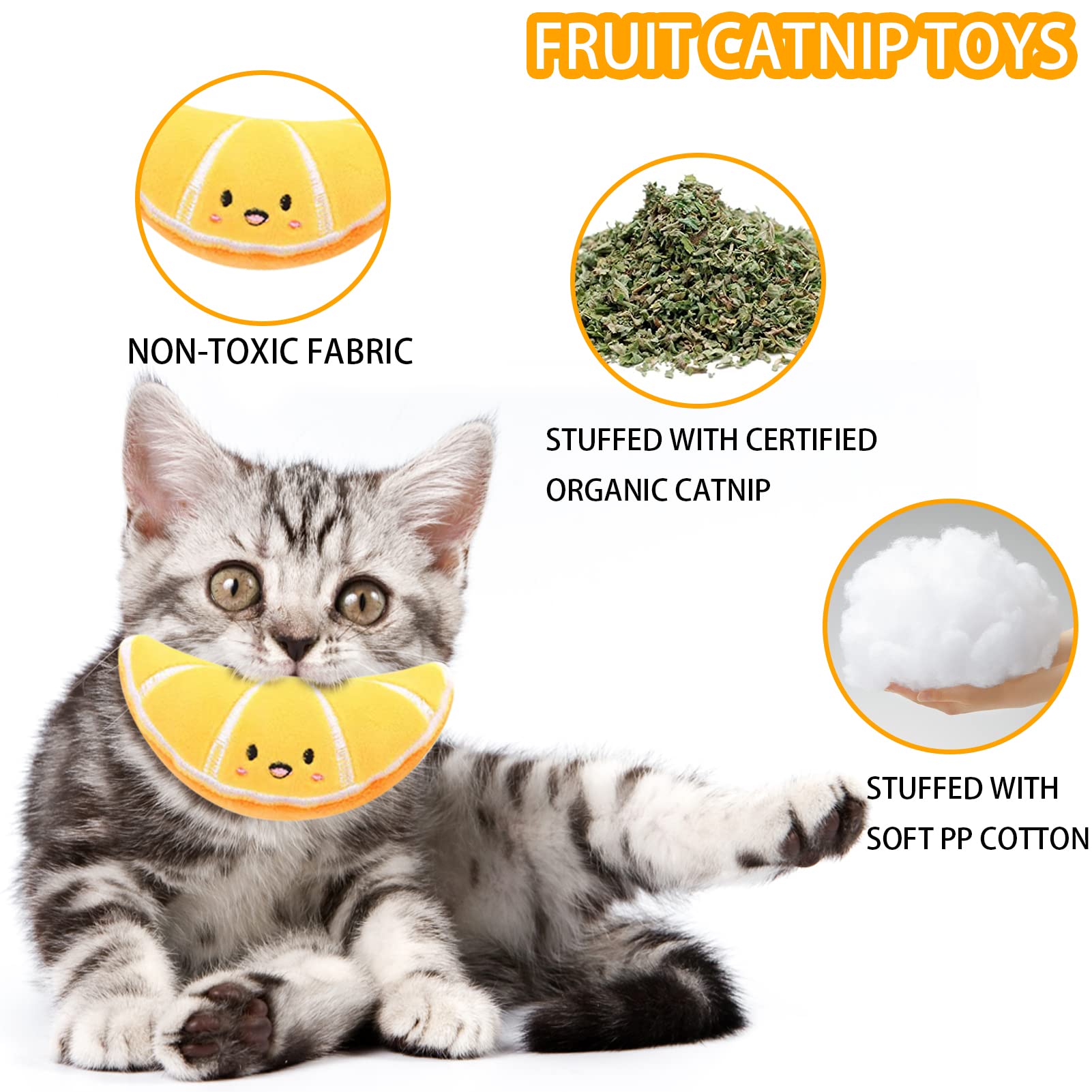 Foto 2 | Juego De Juguetes Para Gatos Con Diseño De Frutas, Hierba Gatera, Resistente A Picaduras, Paquete De 6 - Venta Int