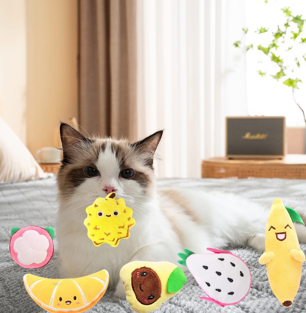 Foto 6 pulgar | Juego De Juguetes Para Gatos Con Diseño De Frutas, Hierba Gatera, Resistente A Picaduras, Paquete De 6 - Venta Int