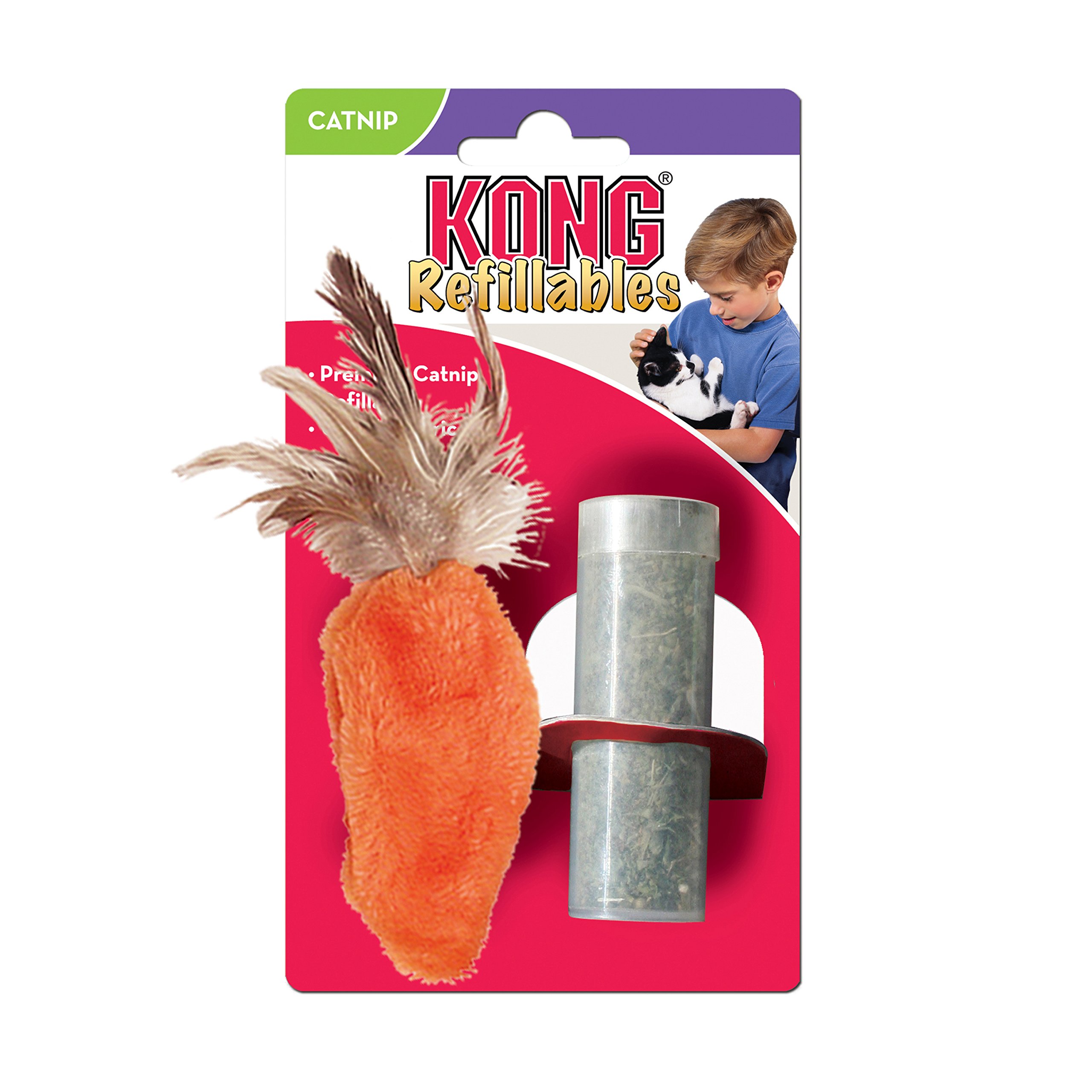 Foto 3 pulgar | Zanahoria Recargable Kong De Cat Toy Con Tapa De Plumas Y Hierba Gatera - Venta Internacional.