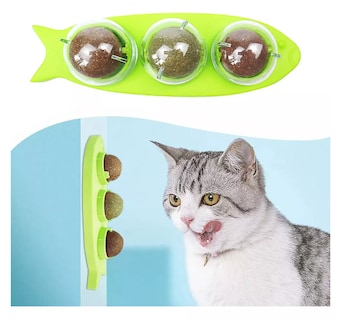 Foto 2 | Catnip Hierba Para Gatos Juguetes Para Gatos 3 Bolas Giratoria Verde