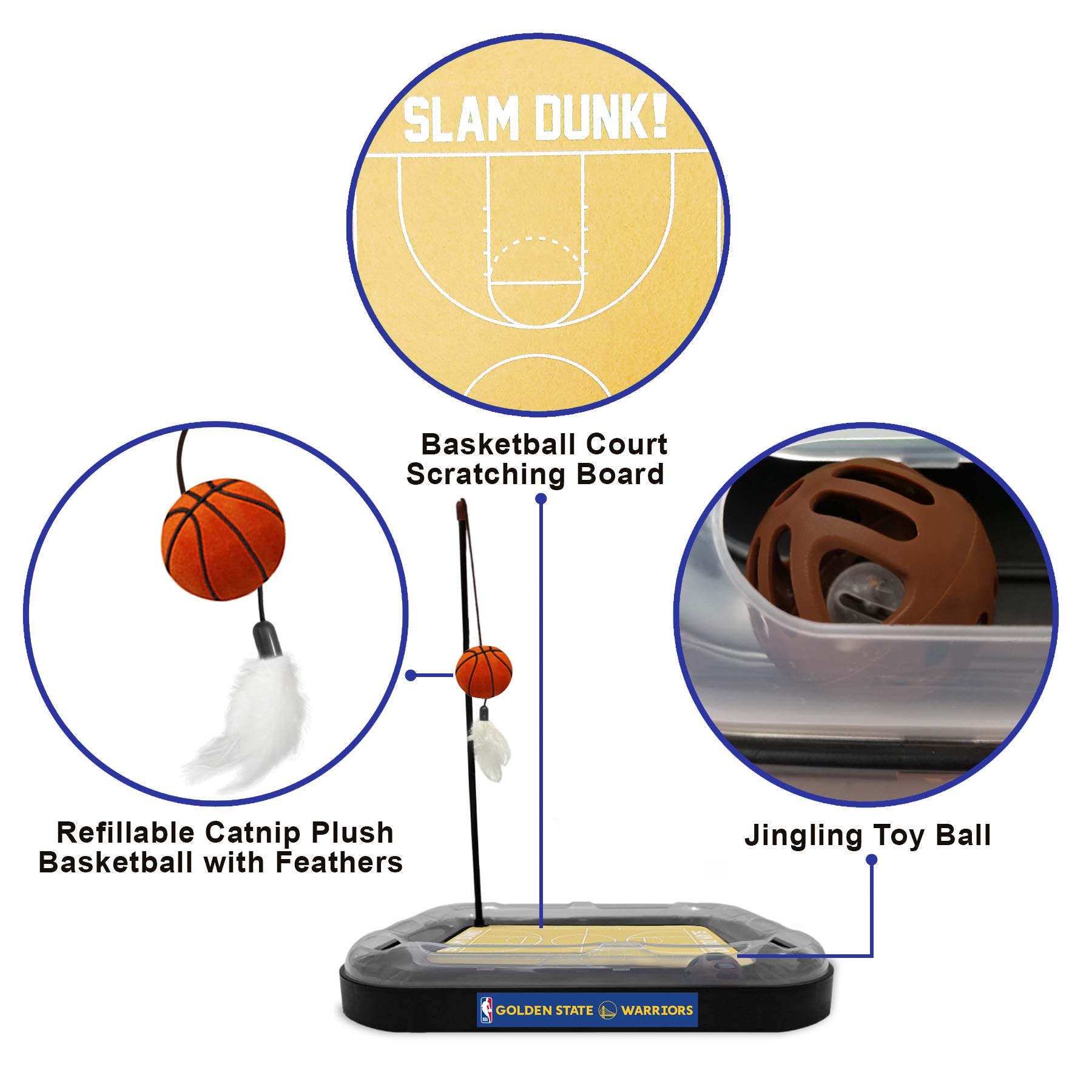 Foto 8 pulgar | Pelota De Baloncesto Cat Scratcher Toy Pets First Golden State Warriors - Venta Internacional.