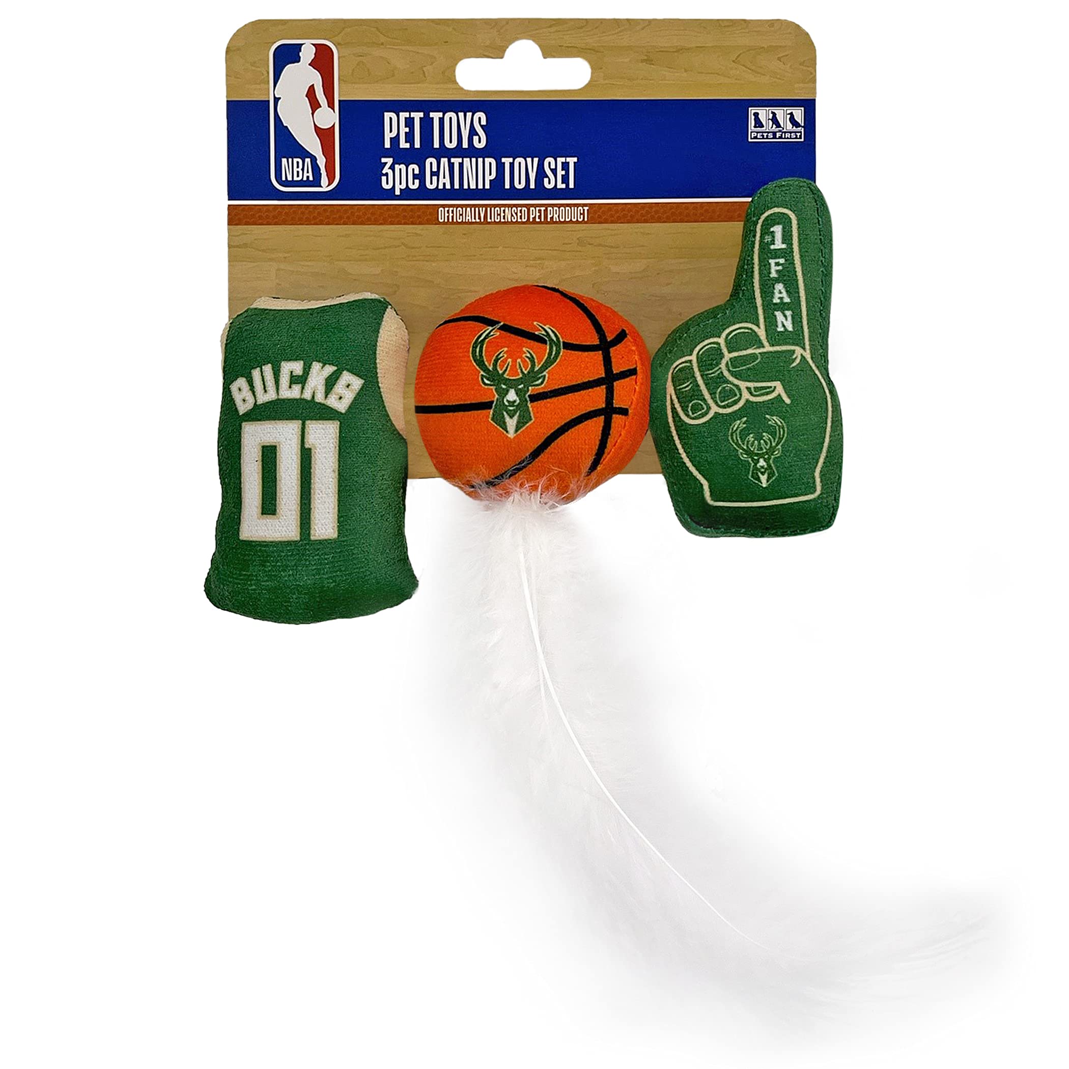 Foto 2 pulgar | Juego De Juguetes De Felpa Para Gatos De La Nba Milwaukee Bucks Con Hierba Gatera, 3 Piezas - Venta Internacional.
