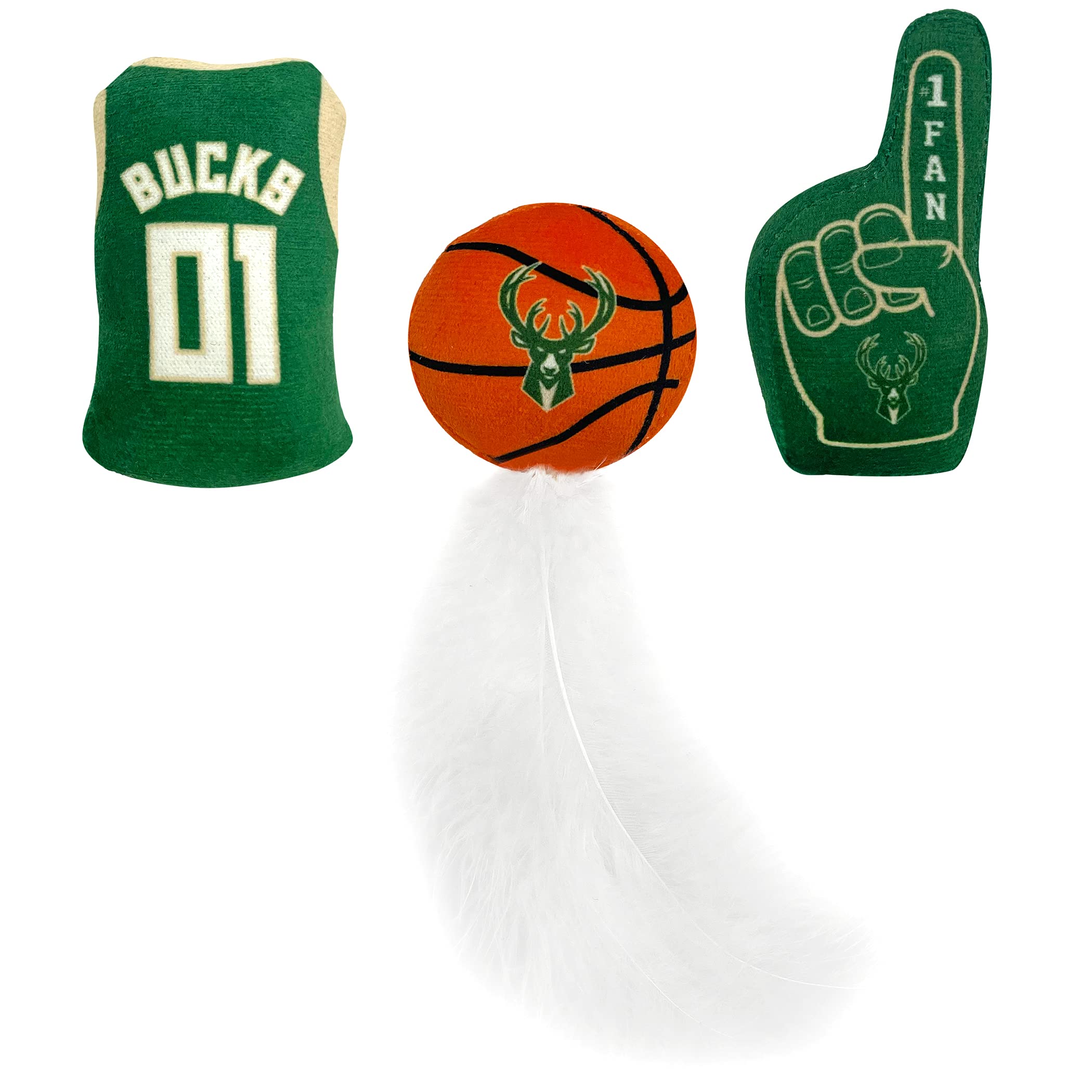 Foto 6 pulgar | Juego De Juguetes De Felpa Para Gatos De La Nba Milwaukee Bucks Con Hierba Gatera, 3 Piezas - Venta Internacional.